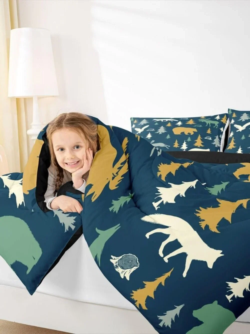 Moose Fox Comforter Set Full Size Soft Kids Nature Woodland Wild Animal Bedding